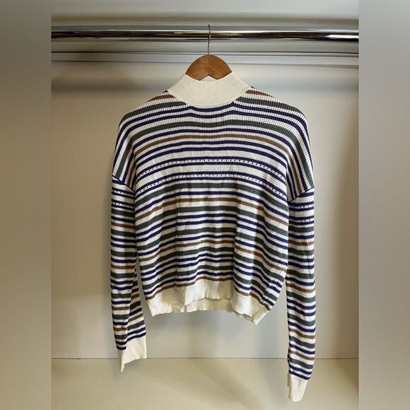 NWT Ten Sixty Sherman Woman’s Stripe Mock Neck Sweater -L - Picture 4 of 6